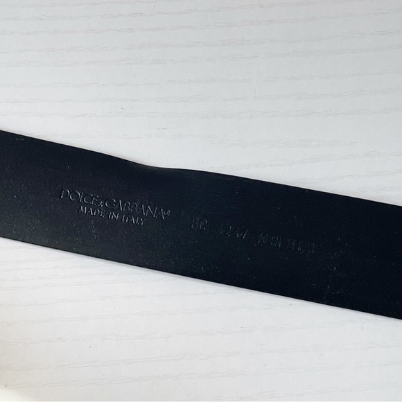 Dolce & Gabbana black leather gunmetal DG logo sleek minimalist belt - Picture 8 of 10